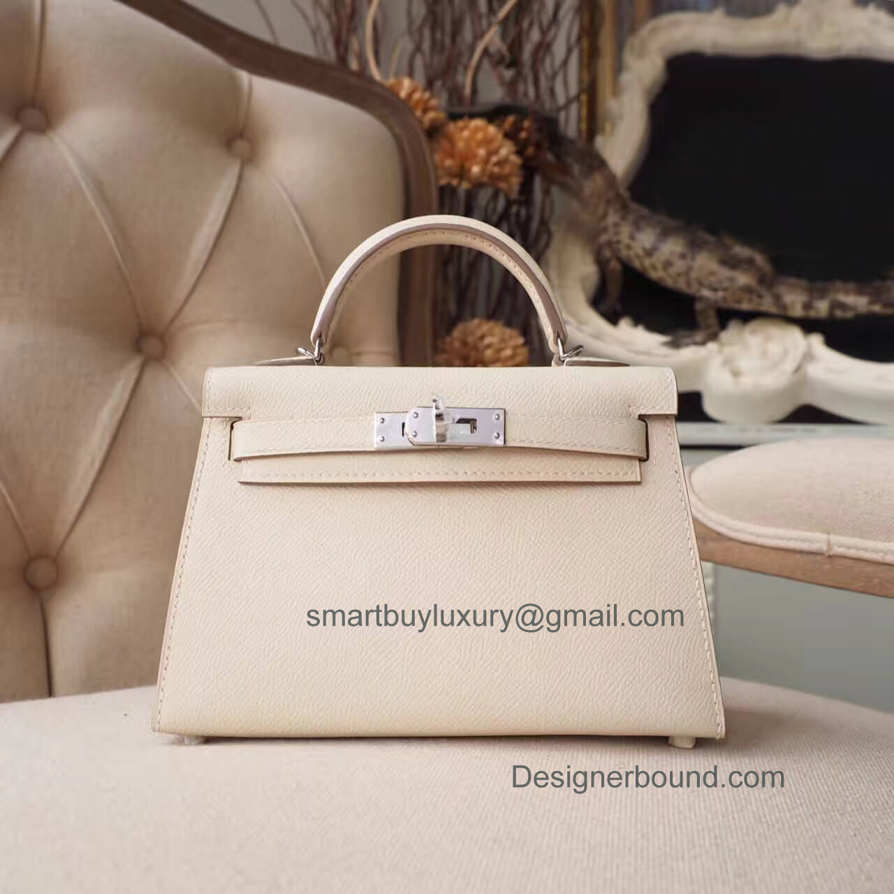 Hermes Mini Kelly II Bag in ck10 Craie Epsom PHW